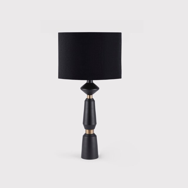 Shaped Black Table Lamp, Round Metal - Barker & Stonehouse