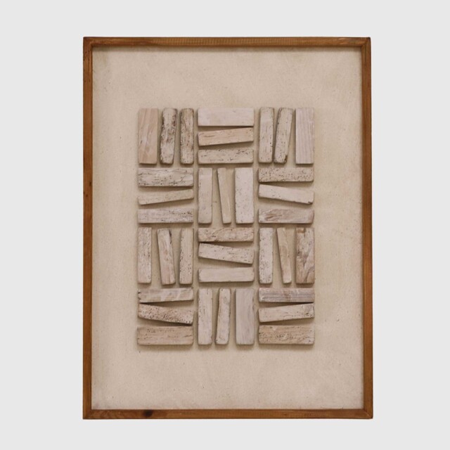 Natural Grid Wall Art (G) 62x4x82cm Print, Square, Neutral Wood - Barker & Stonehouse - image 1