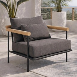 Zanzibar Garden Lounge Chair, Aluminium, Black - Barker & Stonehouse