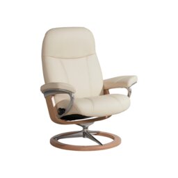 Stressless Consul Large Recliner Chair & Stool, Neutral Leather - Barker & Stonehouse - thumbnail 2