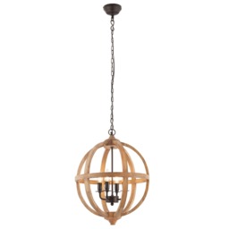 Wood Sphere Pendant Light, Brown - Barker & Stonehouse