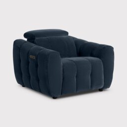 Montgomery Power Recliner Chair & Headrest, Navy Fabric - Barker & Stonehouse - thumbnail 1