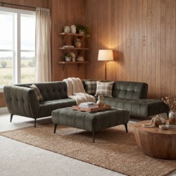 Azalea Footstool 39X92X92Cm, Green Fabric - Barker & Stonehouse - thumbnail 2