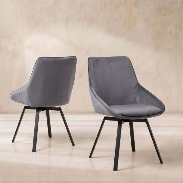 Beckton Leisure Swivel Dining Chair, Grey Velvet - Barker & Stonehouse - image 1
