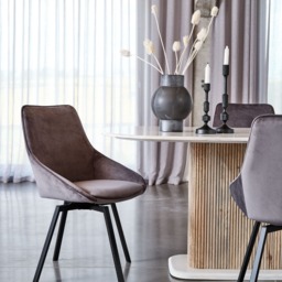 Beckton Leisure Swivel Dining Chair, Grey Velvet - Barker & Stonehouse - thumbnail 3