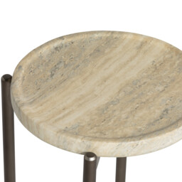 Ryde Tall Dark Travertine Side Table, Round, Neutral - Barker & Stonehouse - thumbnail 6