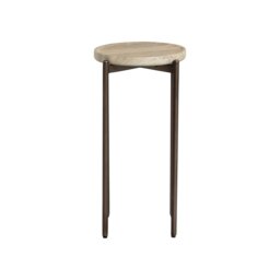Ryde Tall Dark Travertine Side Table, Round, Neutral - Barker & Stonehouse - thumbnail 3