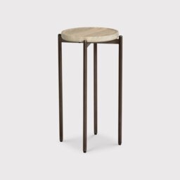 Ryde Tall Dark Travertine Side Table, Round, Neutral - Barker & Stonehouse - thumbnail 2