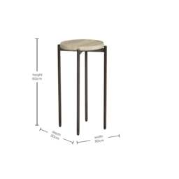 Ryde Tall Dark Travertine Side Table, Round, Neutral - Barker & Stonehouse - thumbnail 5