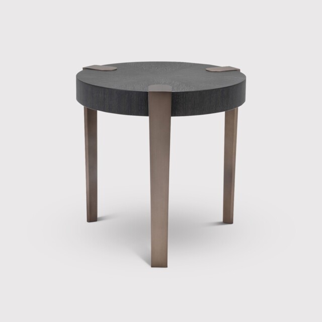 Eichholtz Oxnard Side Table Charcoal Grey Oak Veneer, Round, Black Wood - Barker & Stonehouse - image 1