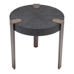 Eichholtz Oxnard Side Table Charcoal Grey Oak Veneer, Round, Black Wood - Barker & Stonehouse - thumbnail 2
