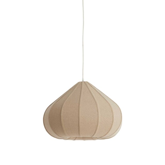 Large Natural Curved Linen Pendant Light, Neutral Fabric - Barker & Stonehouse - image 1