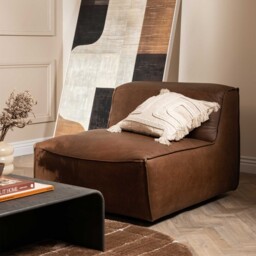 Loma Armless Lounge Chair, Brown Leather - Barker & Stonehouse - thumbnail 2