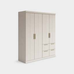 Malham 4 Door Hinged Wardrobe 181X203Cm With Cornice, Neutral Wood - Barker & Stonehouse