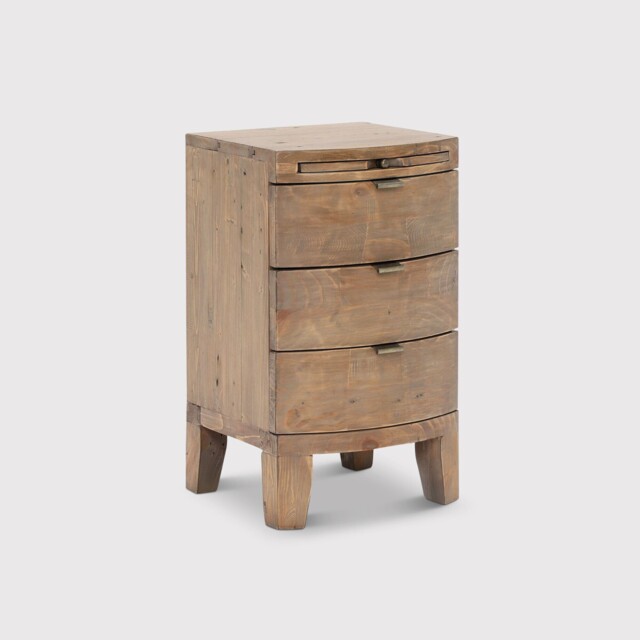 Rye 3 Drawer Bow Front Bedside Table, Neutral Wood - Barker & Stonehouse - image 1