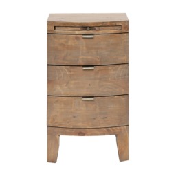 Rye 3 Drawer Bow Front Bedside Table, Neutral Wood - Barker & Stonehouse - thumbnail 3