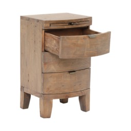 Rye 3 Drawer Bow Front Bedside Table, Neutral Wood - Barker & Stonehouse - thumbnail 4