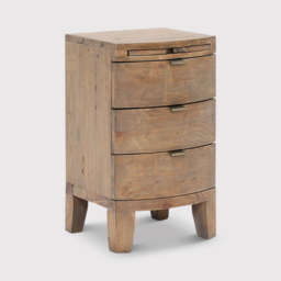 Rye 3 Drawer Bow Front Bedside Table, Neutral Wood - Barker & Stonehouse
