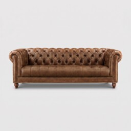 Ullswater 4 Seater Chesterfield Sofa 2034 Dark Rum FL, Brown Leather - Barker & Stonehouse - thumbnail 1