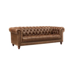 Ullswater 4 Seater Chesterfield Sofa 2034 Dark Rum FL, Brown Leather - Barker & Stonehouse - thumbnail 2
