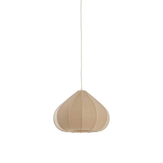 Natural Curved Linen Pendant Light, Neutral Fabric - Barker & Stonehouse