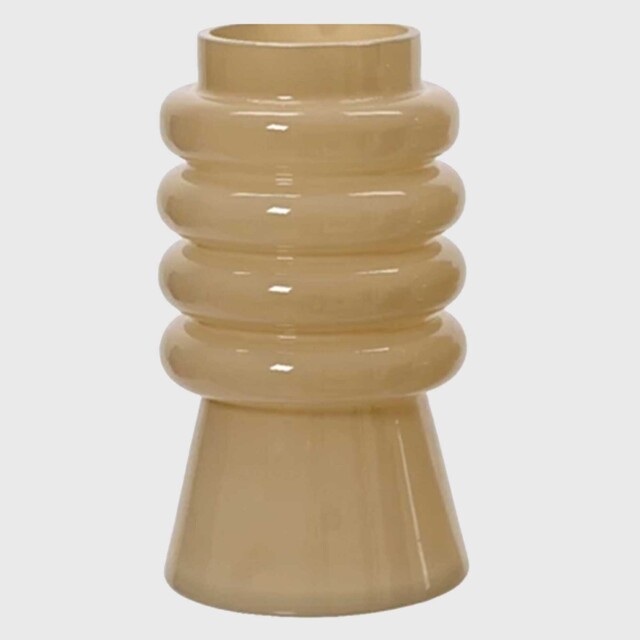 Dark Beige Tiered Glass Vase, Neutral - Barker & Stonehouse