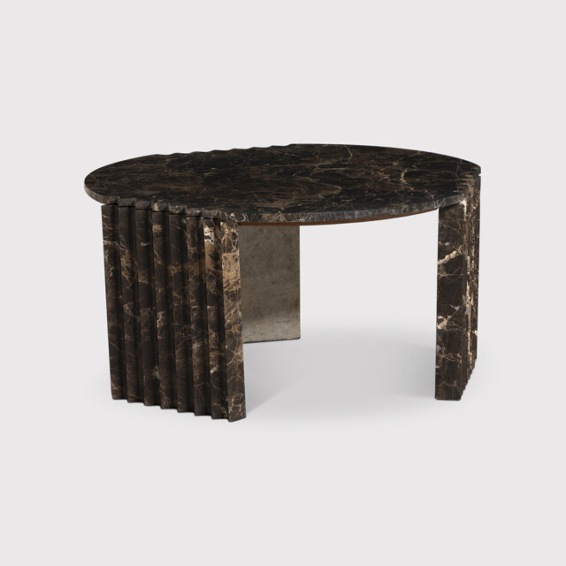 Bruni Coffee Table 80X77.1X40 Cm, Round, Brown Marble - Barker & Stonehouse - image 1