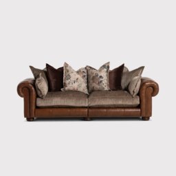 Taunton 3.5 Seater Sofa Split, Brown Fabric & Leather - Barker & Stonehouse