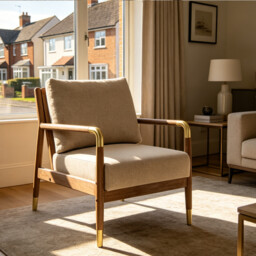 Tarron Accent Chair, Neutral Fabric - Barker & Stonehouse - thumbnail 4