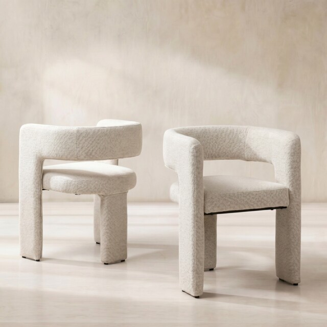 Koda Dining Chair With Arms, White Fabric - Barker & Stonehouse - image 1