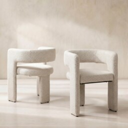 Koda Dining Chair With Arms, White Fabric - Barker & Stonehouse