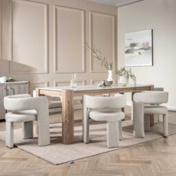 Koda Dining Chair With Arms, White Fabric - Barker & Stonehouse - thumbnail 3