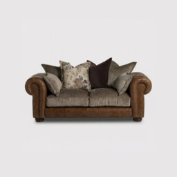 Taunton 2 Seater Sofa, Brown Fabric & Leather - Barker & Stonehouse - thumbnail 1