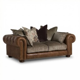 Taunton 2 Seater Sofa, Brown Fabric & Leather - Barker & Stonehouse - thumbnail 2