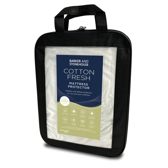 Cotton Mattress Protector King, White - Barker & Stonehouse