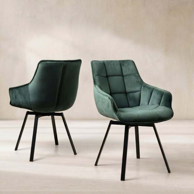 Jasper Leisure Swivel Dining Chair, Green Velvet - Barker & Stonehouse - image 1