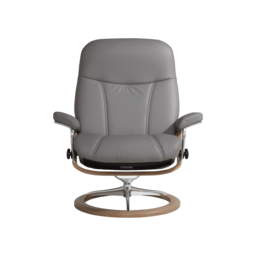 Stressless Consul Large Recliner Chair & Stool, Grey Leather - Barker & Stonehouse - thumbnail 3