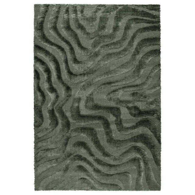 Green Ripple Rug 160x230cm, Square Polyester - Barker & Stonehouse