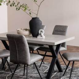 Kalmer Extending Dining Table 160Cm, Grey Concrete Effect - Barker & Stonehouse - thumbnail 2
