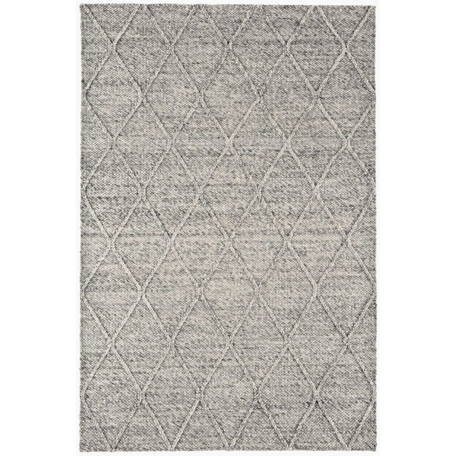 Flori Diamond Grey Marl 160x230cm Rug, Square Wool Blend - W160cm - Barker & Stonehouse - image 1