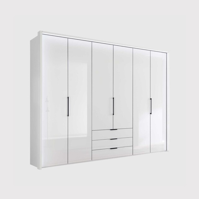 Templin 2000 6 Glss Door Combi Wardrobe, White - Barker & Stonehouse - image 1