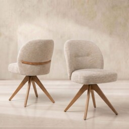 Topanga Swivel Dining Chair Without Arm, Neutral Fabric - Barker & Stonehouse
