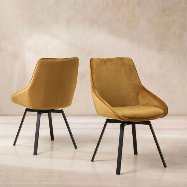 Beckton Leisure Swivel Dining Chair, Yellow Velvet - Barker & Stonehouse - image 1