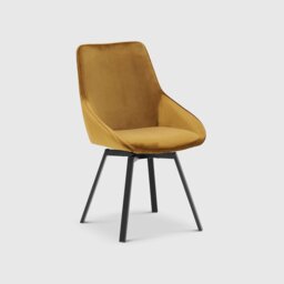 Beckton Leisure Swivel Dining Chair, Yellow Velvet - Barker & Stonehouse - thumbnail 2