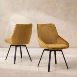 Beckton Leisure Swivel Dining Chair, Yellow Velvet - Barker & Stonehouse