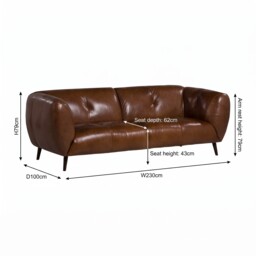 Chicago 2.5 Seater Sofa, Brown Leather - Barker & Stonehouse - thumbnail 6