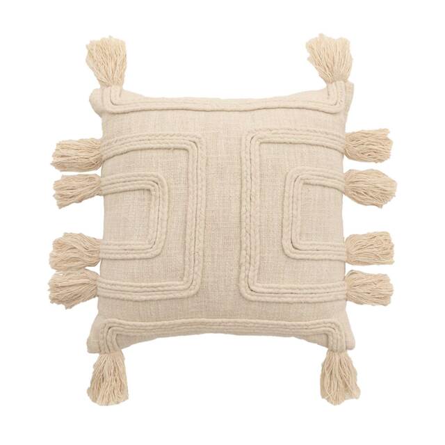 Woven Pleated Cushion, Square, Neutral Cotton - Barker & Stonehouse