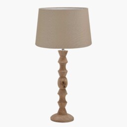 Tall Wooden Bobbin Table Lamp, Brown - Barker & Stonehouse