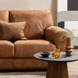 Houston Love Seat Sofa, Brown Leather - Barker & Stonehouse - thumbnail 2