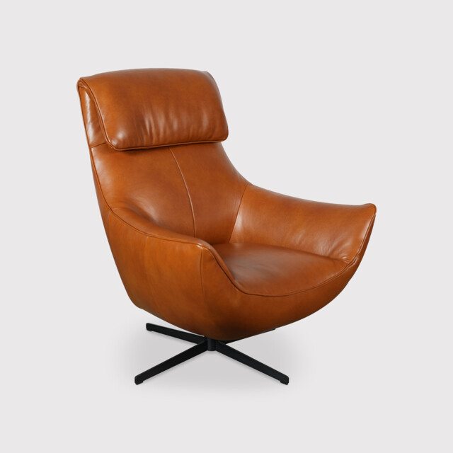 Grantham Swivel Armchair, Brown Leather - Barker & Stonehouse - image 1